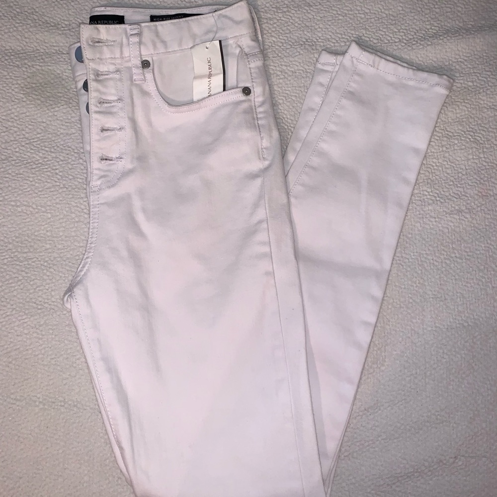 Banana republic white high waisted skinny jeans